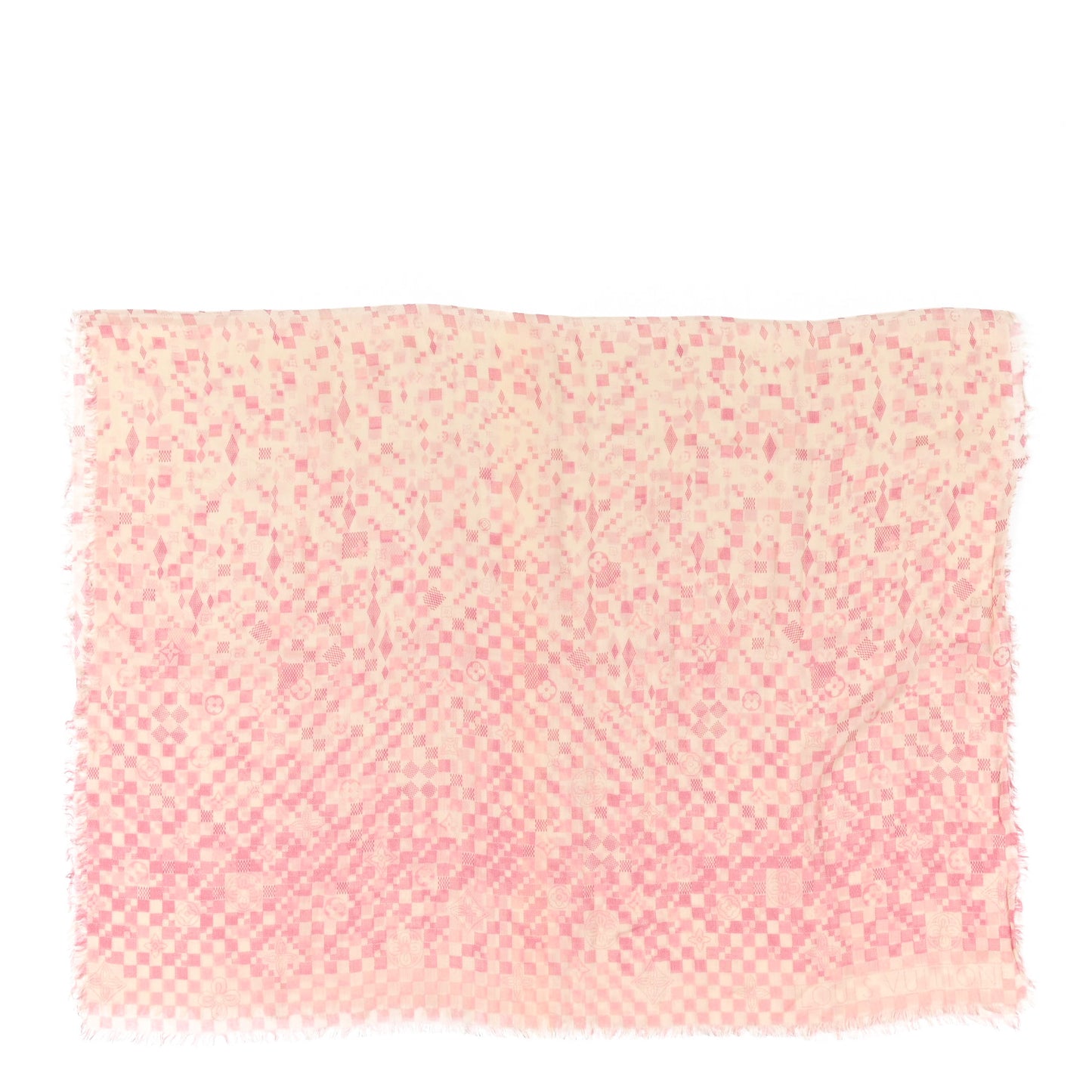 Cashmere Silk Damier Scarf Ivory Pink