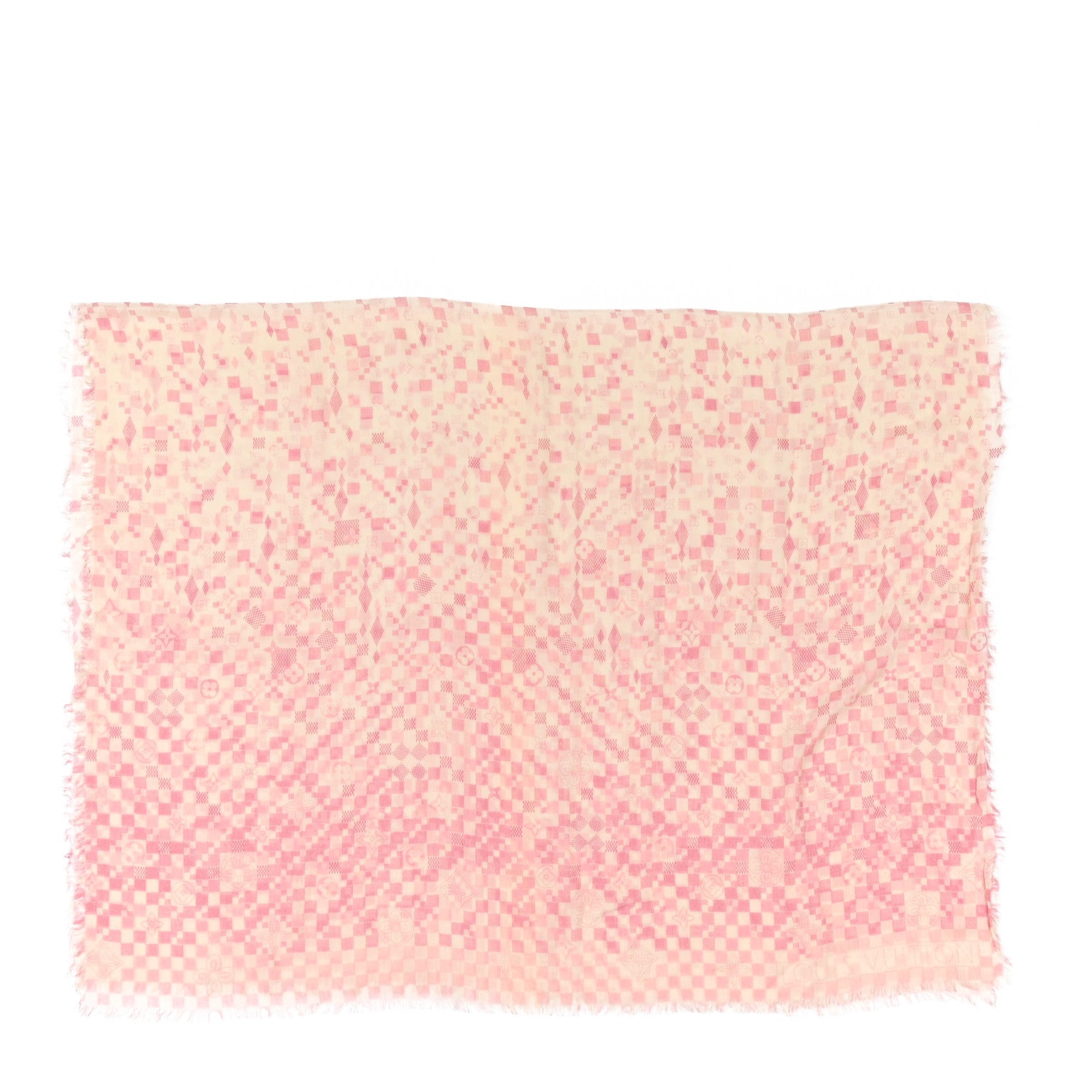 Louis Vuitton Cashmere Silk Damier Scarf Ivory Pink 2 of 4