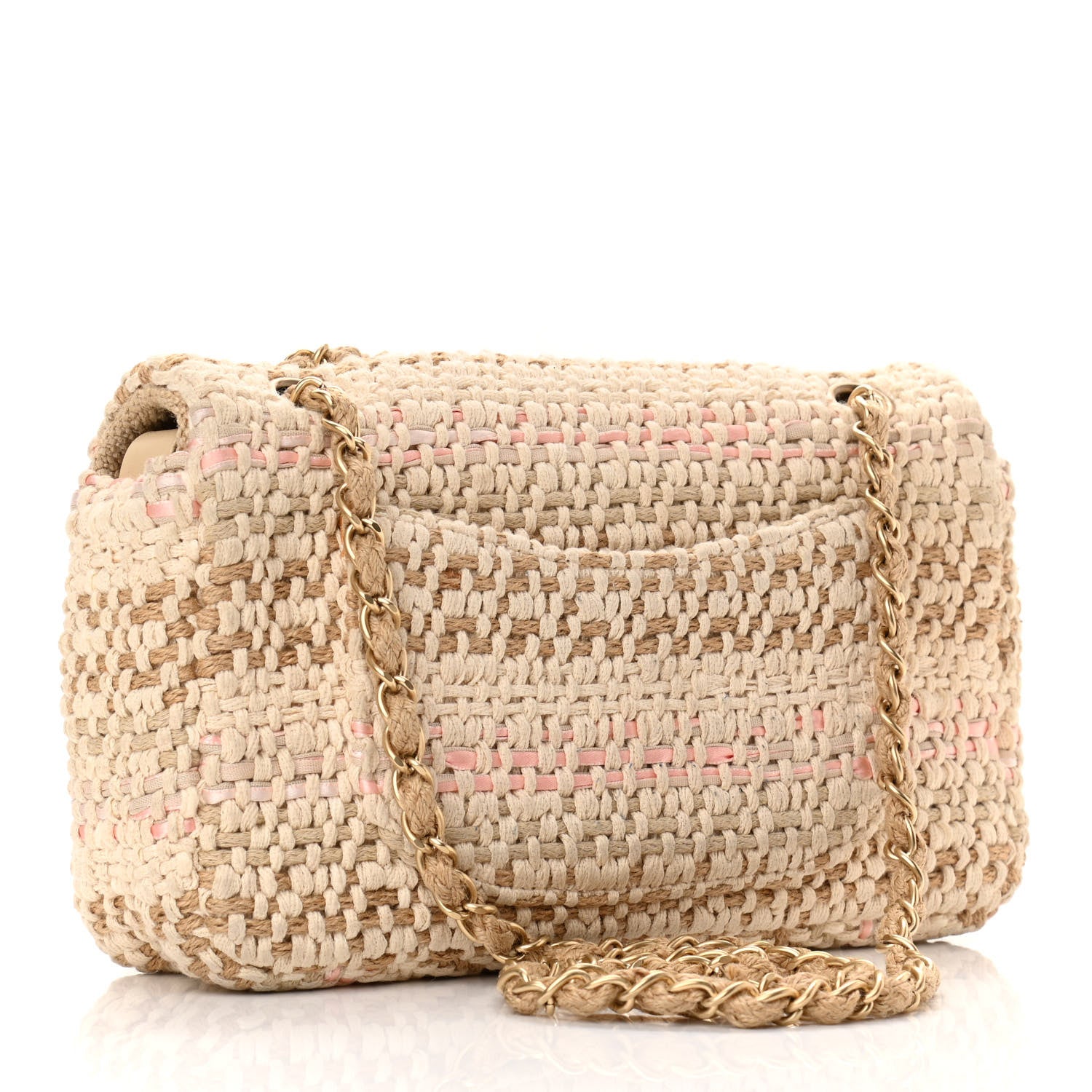 Chanel Tweed Chain Braid Small Single Flap Beige White 2 of 11