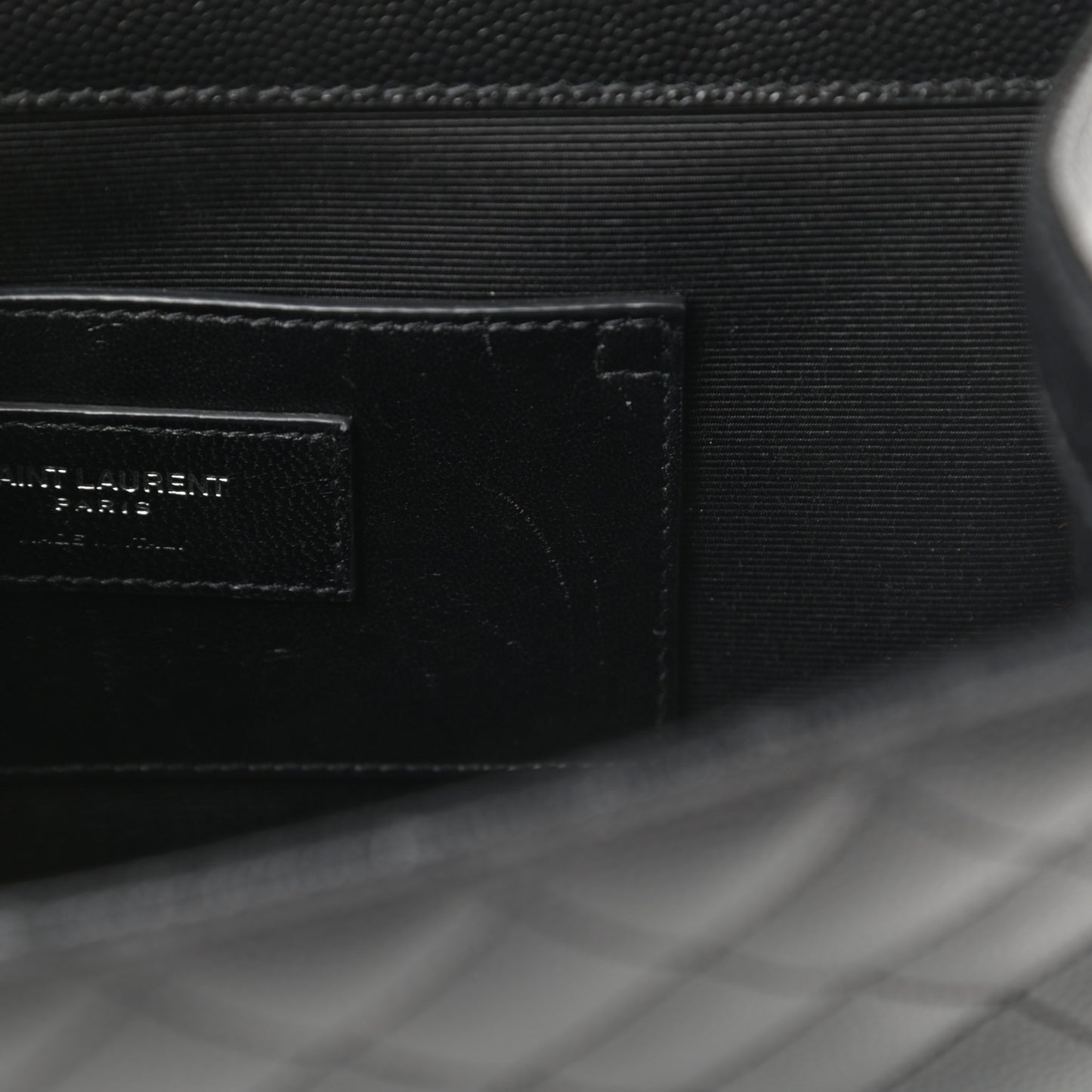 Grain De Poudre Textured Mixed Matelasse Triquilt Medium Monogram Satchel Black
