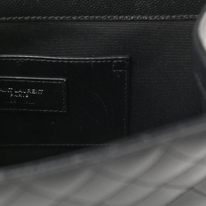 Saint Laurent Grain De Poudre Textured Mixed Matelasse Triquilt Medium Monogram Satchel Black 15 of 15