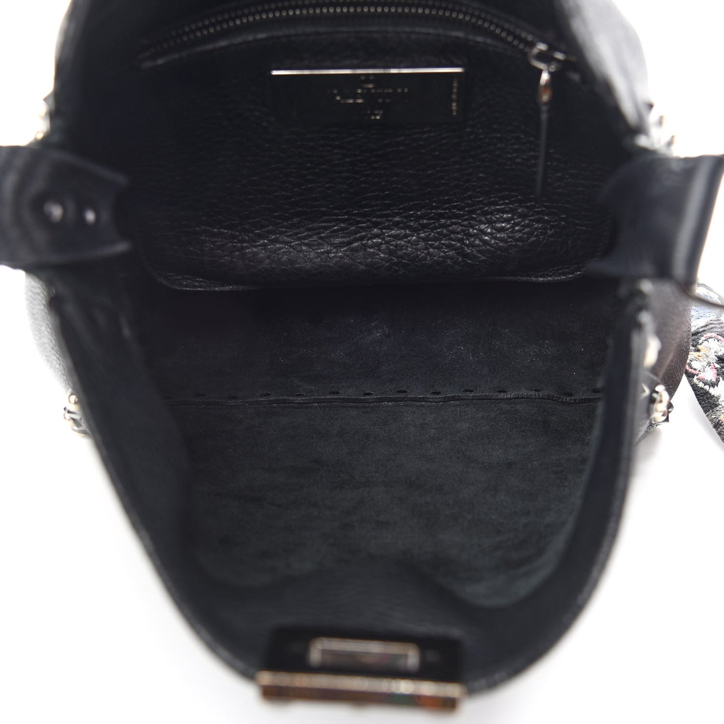 Pebbled Calfskin Butterfly Small Guitar Strap Rockstud Rolling Flip-Lock Messenger Bag Black