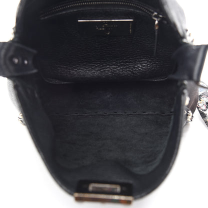 Valentino Garavani Pebbled Calfskin Butterfly Small Guitar Strap Rockstud Rolling Flip-Lock Messenger Bag Black 7 of 9