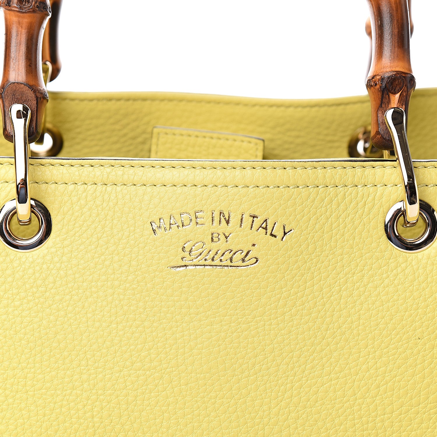 Gucci Pebbled Calfskin Medium Bamboo Shopper Tote Citrus 9 of 9
