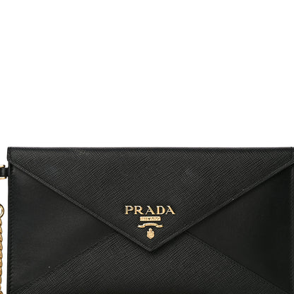 Prada Saffiano Envelope Wristlet Crossbody Wallet Black 8 of 14