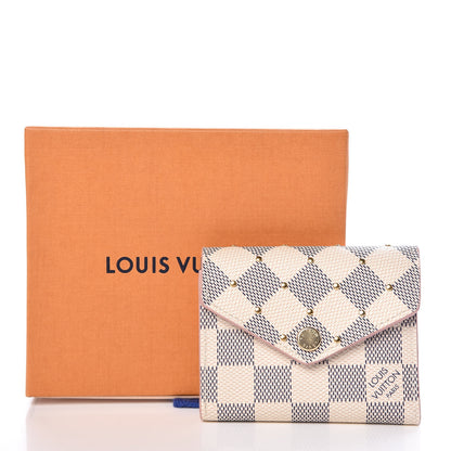 Louis Vuitton Damier Azur Studded Zoe Wallet Rose Ballerine 7 of 7