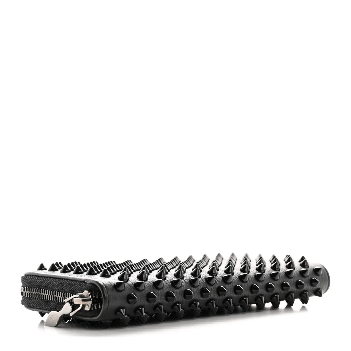 Calfskin Panettone Spiked Zip Around Wallet Black