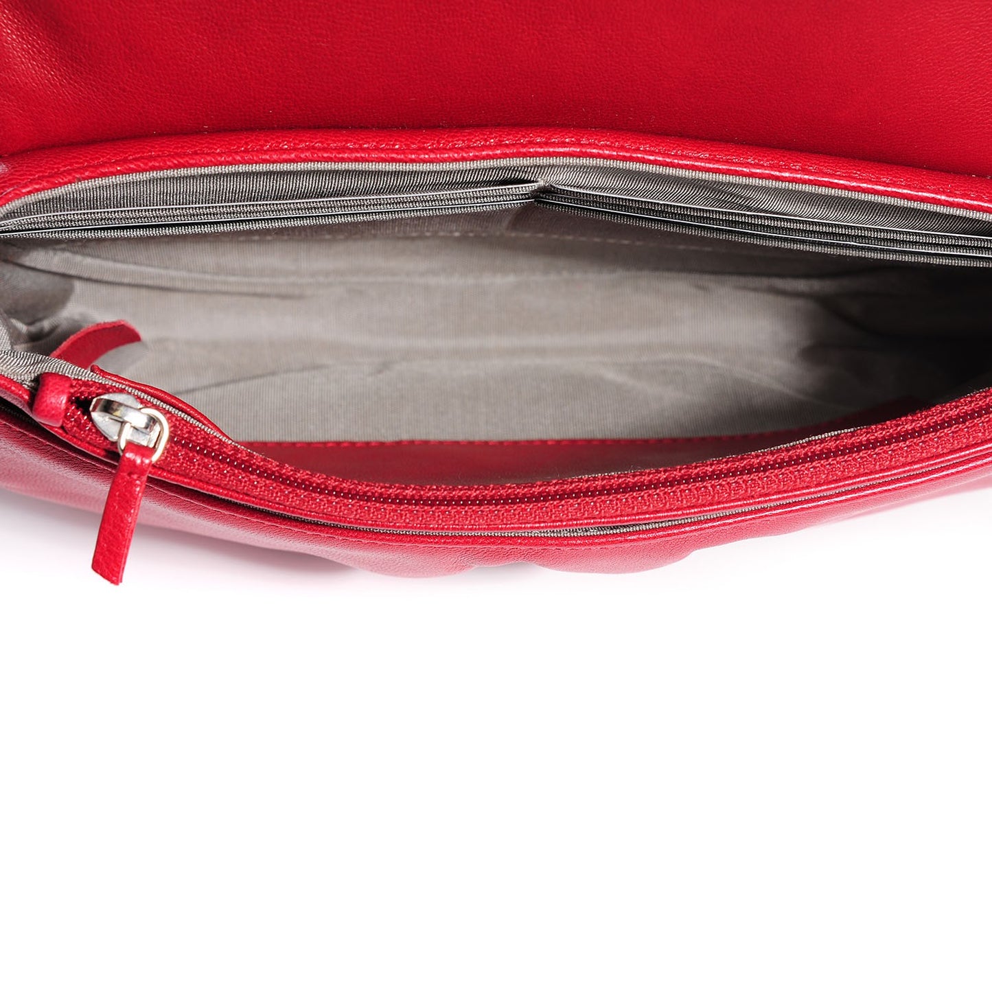 Lambskin Half Moon Wallet On Chain WOC Red