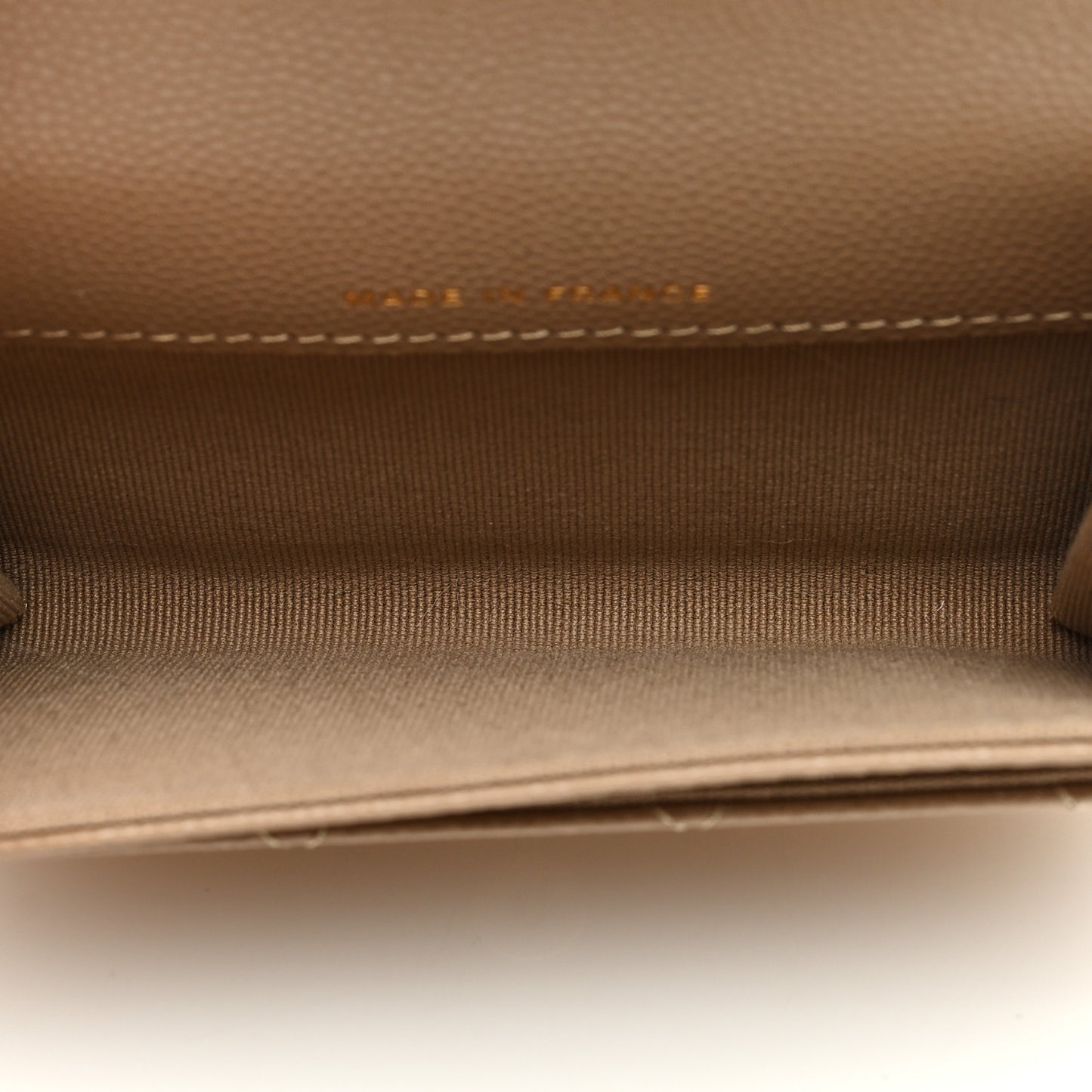 Caviar Quilted Flap Card Holder Wallet Beige