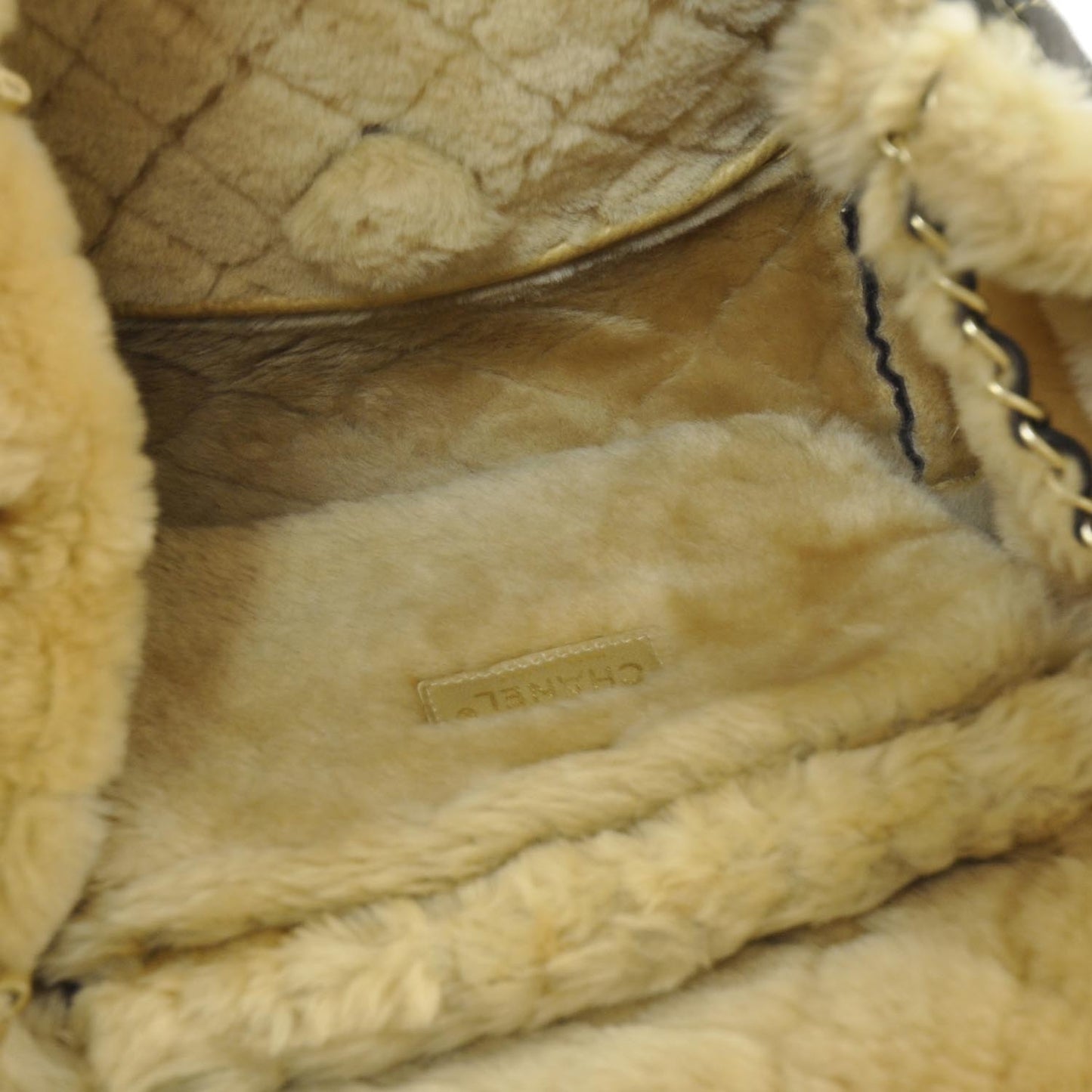 Shearling Fur and Lambskin Quilted Flap Bag Metallic Bronze