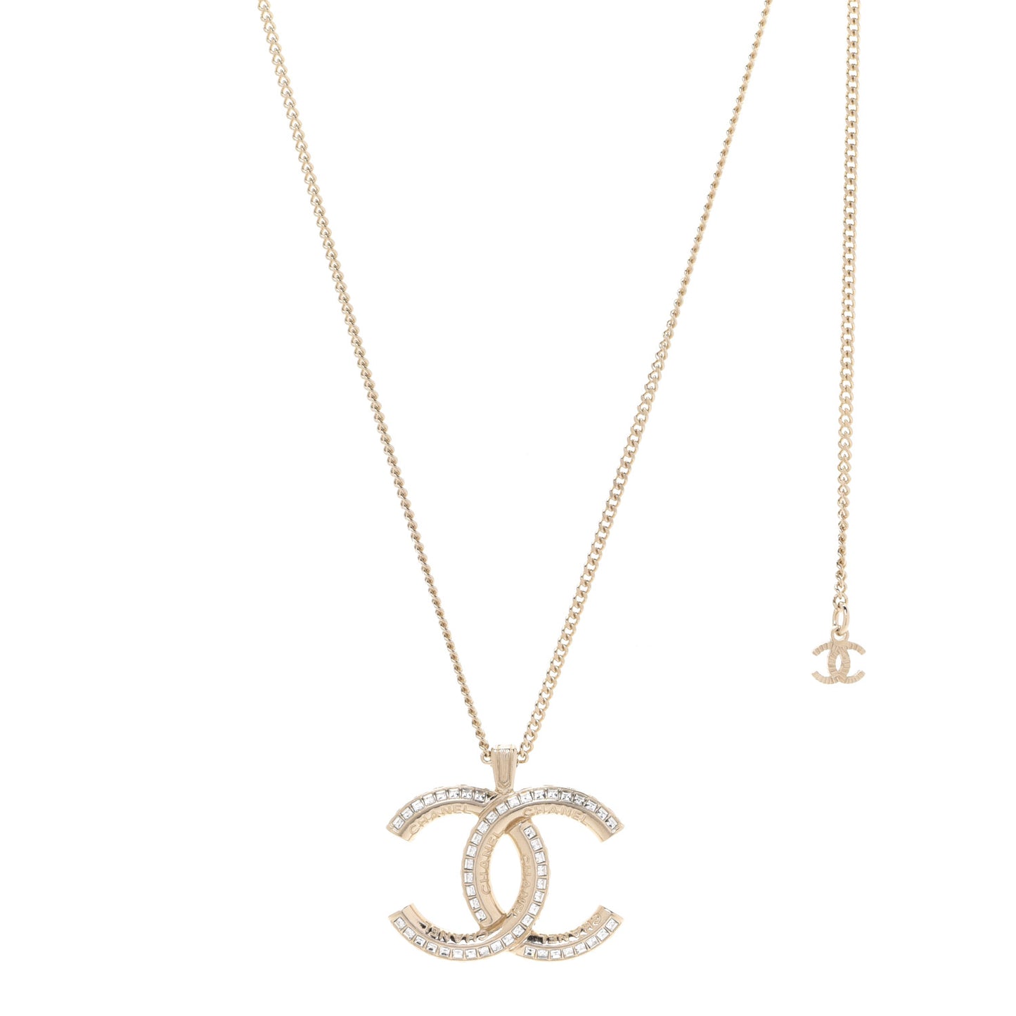 Crystal CC Chain Necklace Gold