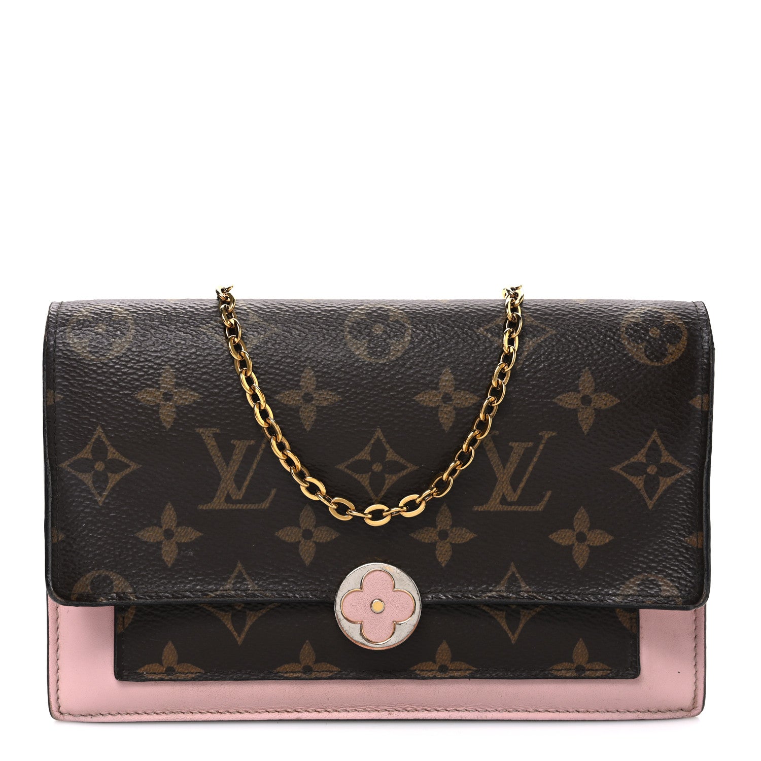 Louis Vuitton Monogram Flore Chain Wallet Rose Ballerine 1 of 11