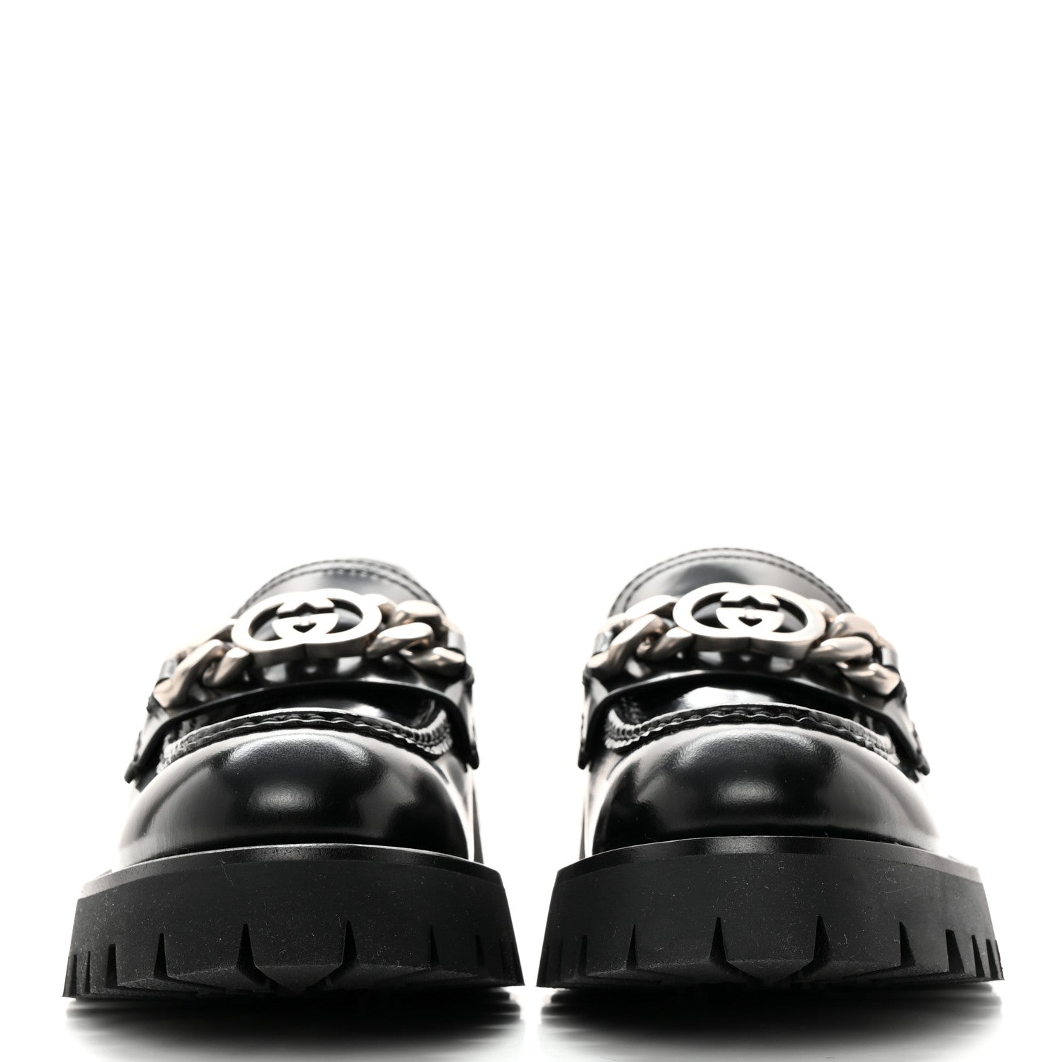 Gucci Cordovan Lux Womens Jeanne Platform Lug Sole 30/45mm Loafers 37 Black 2 of 9