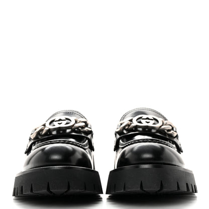 Gucci Cordovan Lux Womens Jeanne Platform Lug Sole 30/45mm Loafers 37 Black 2 of 9