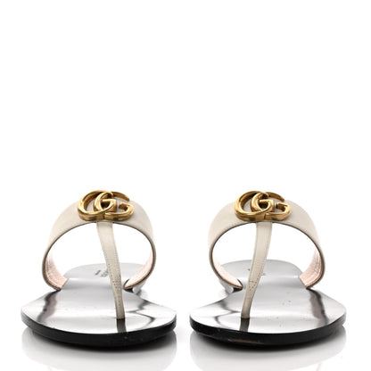 Gucci Calfskin GG Marmont Thong Sandals 38 Mystic White 2 of 10