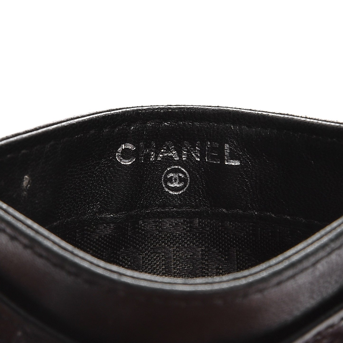 Lambskin Quilted Precious Symbols Card Holder Black