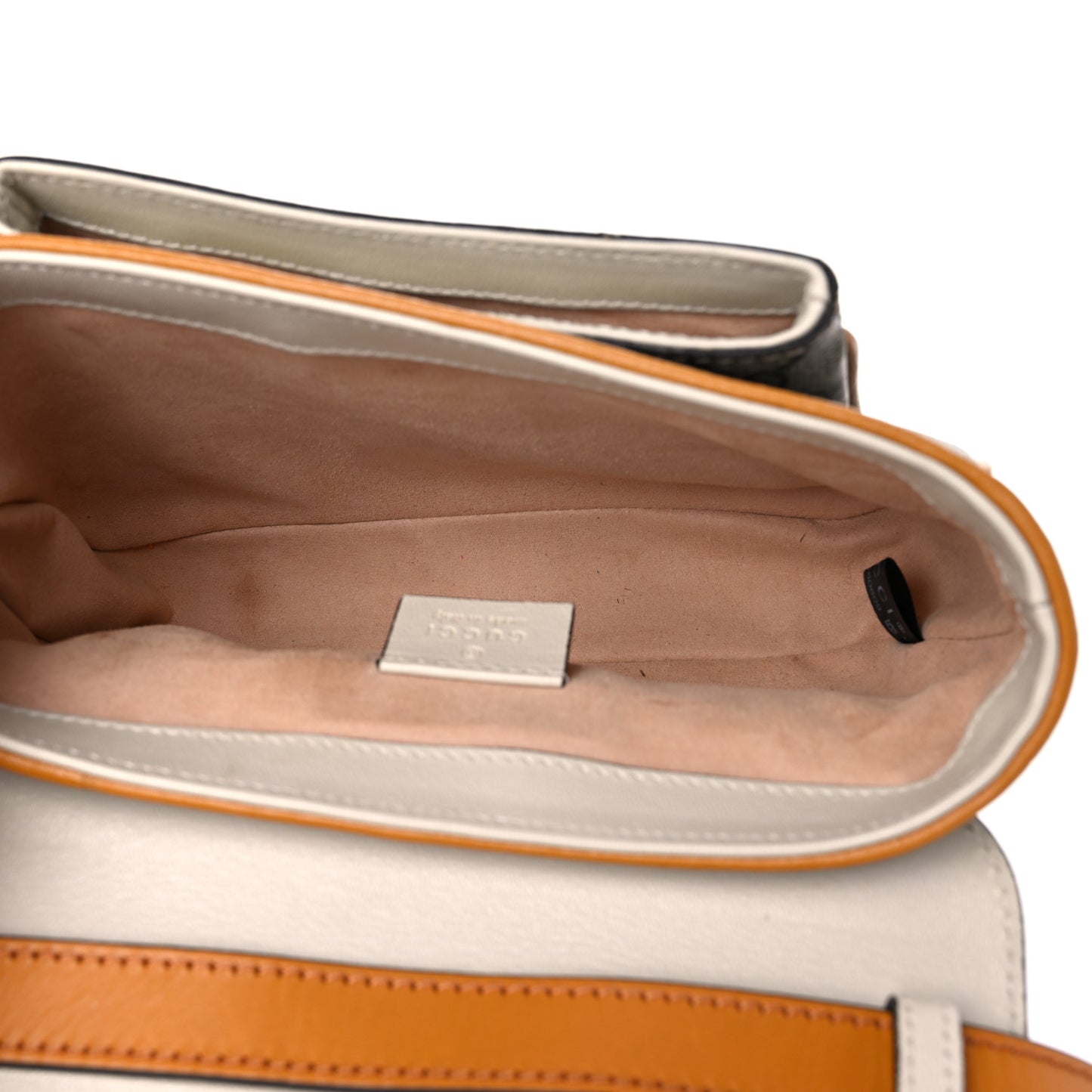 GG Supreme Monogram Calfskin Mini Padlock Flap Pocket Shoulder Bag Beige Mystic White Sun Oil