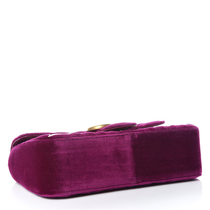 Gucci Velvet Matelasse Embroidered Small GG Marmont Shoulder Bag Fuchsia Violet Cyclamen 4 of 9