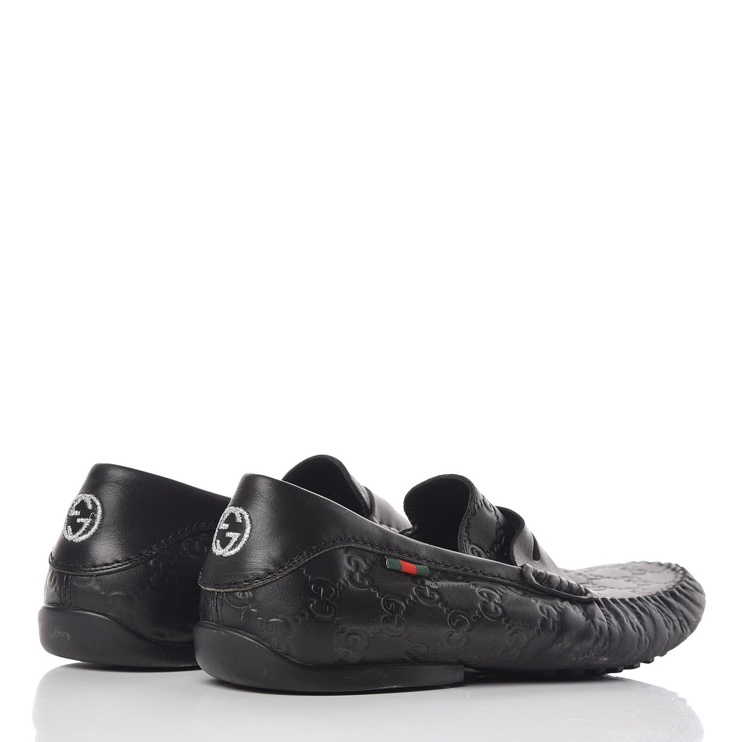 Gucci Guccissima Mens Penny Driver Loafers 9 Black 4 of 10