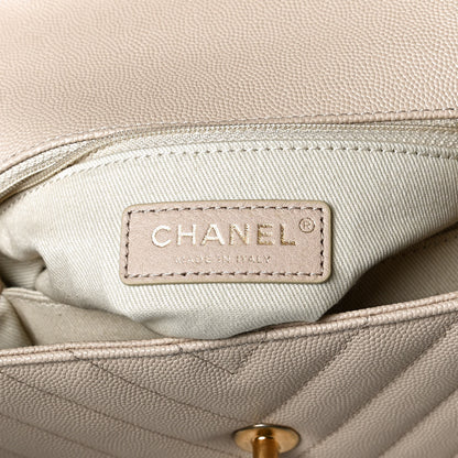 Chanel Caviar Lizard Chevron Quilted Mini Coco Handle Flap Ivory 5 of 13