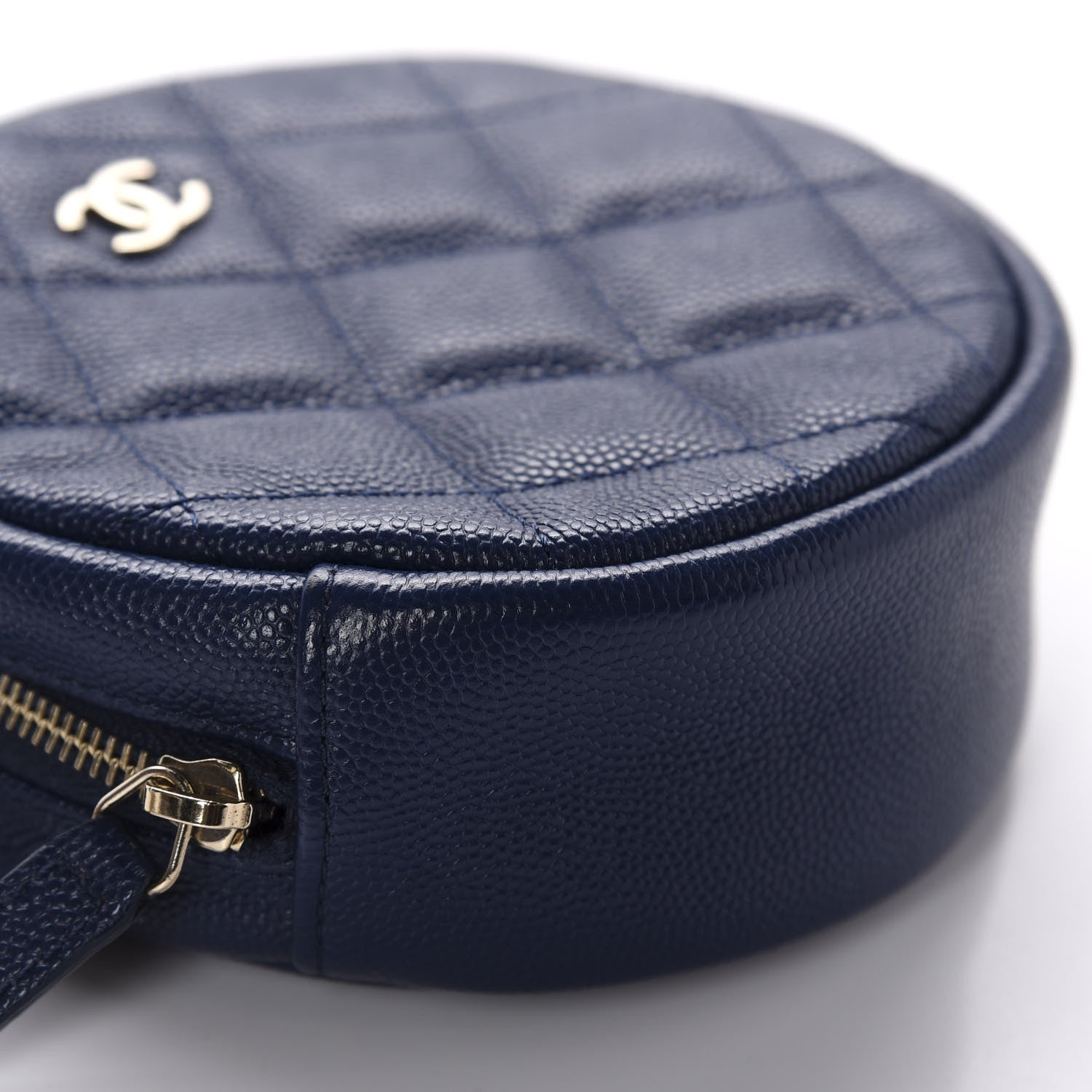 Chanel Caviar Quilted Round Clutch With Chain Navy 6 of 10