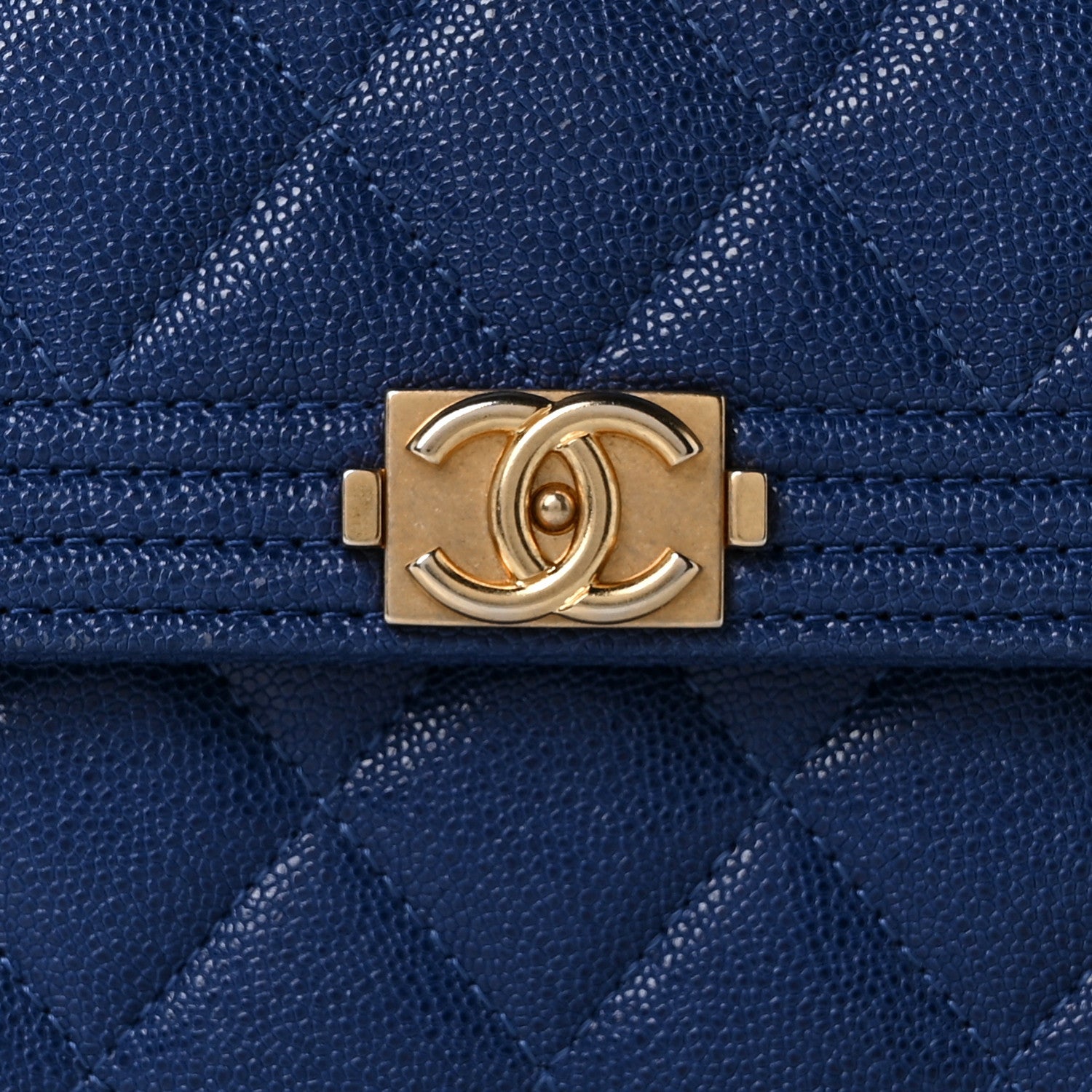 Chanel Caviar Quilted Large Boy Gusset Flap Wallet Blue 8 of 14