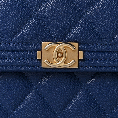 Chanel Caviar Quilted Large Boy Gusset Flap Wallet Blue 8 of 14