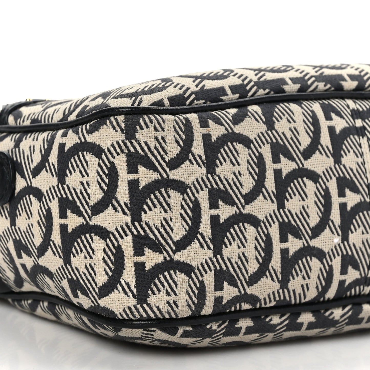 Canvas Calfskin Gancini Camera Bag Black Beige