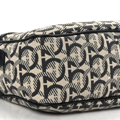 Salvatore Ferragamo Canvas Calfskin Gancini Camera Bag Black Beige 7 of 8
