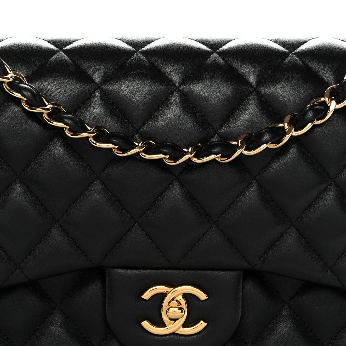 Lambskin Quilted Jumbo Double Flap Black