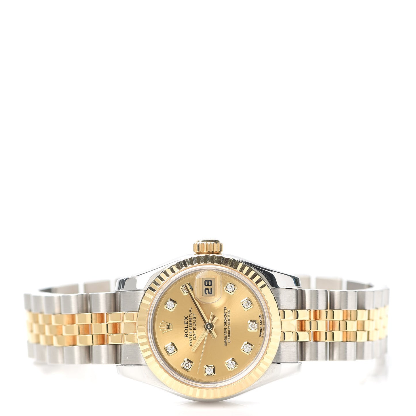 Stainless Steel 18K Yellow Gold Diamond 26mm Oyster Perpetual Datejust Watch Champagne 179173