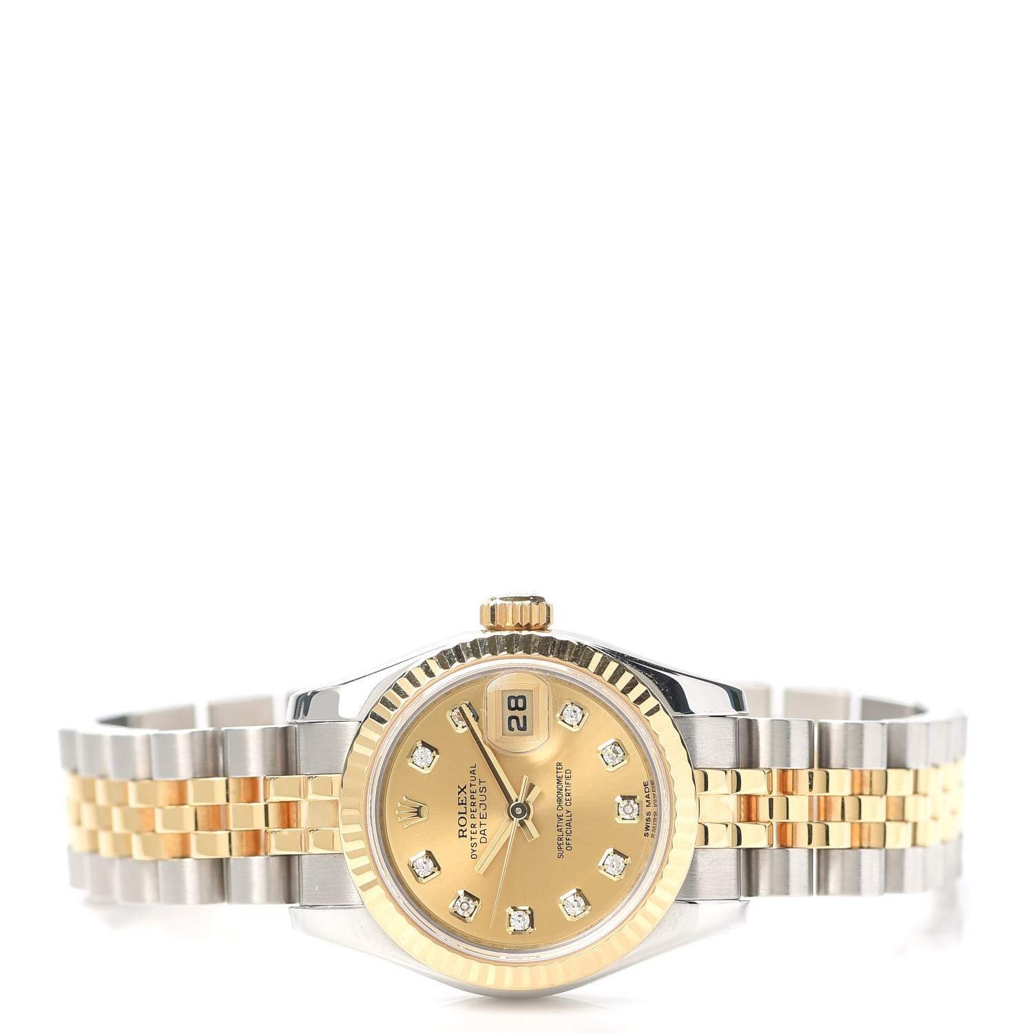 Rolex Stainless Steel 18K Yellow Gold Diamond 26mm Oyster Perpetual Datejust Watch Champagne 179173 2 of 6