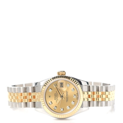 Rolex Stainless Steel 18K Yellow Gold Diamond 26mm Oyster Perpetual Datejust Watch Champagne 179173 2 of 6