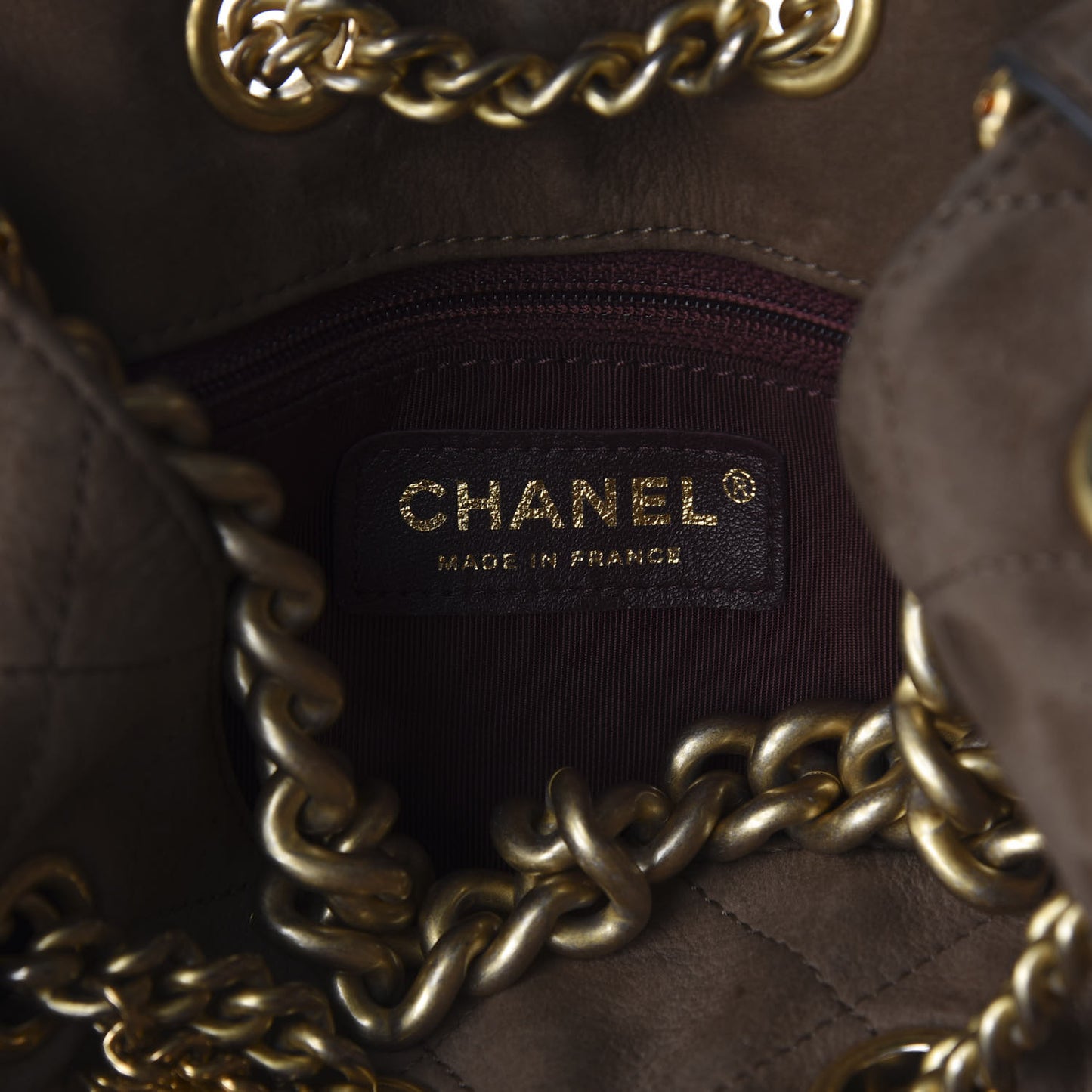 Suede Calfskin Small On My Shoulder Drawstring Bag Brown