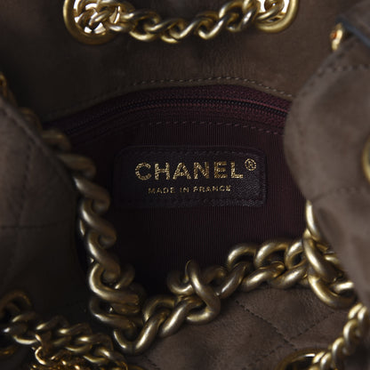 Chanel Suede Calfskin Small On My Shoulder Drawstring Bag Brown 5 of 9