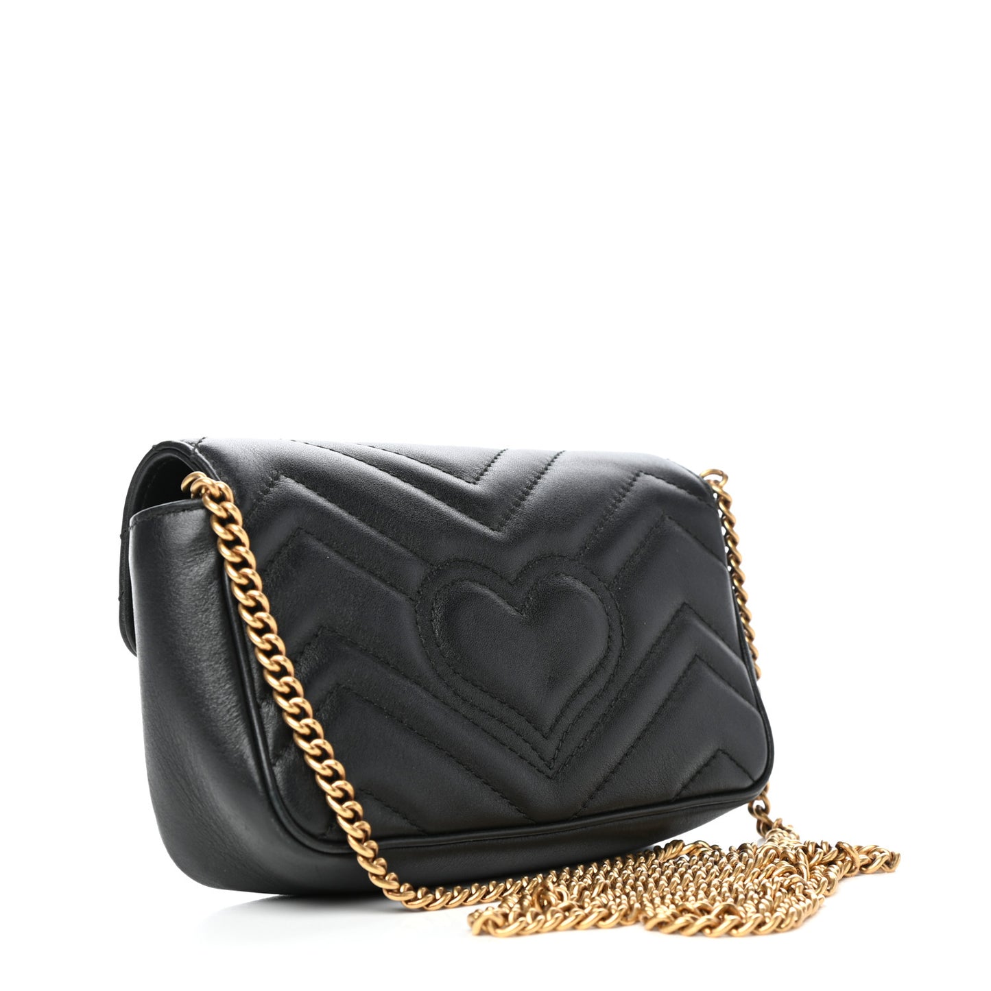 Calfskin Matelasse Super Mini GG Marmont Shoulder Bag Black