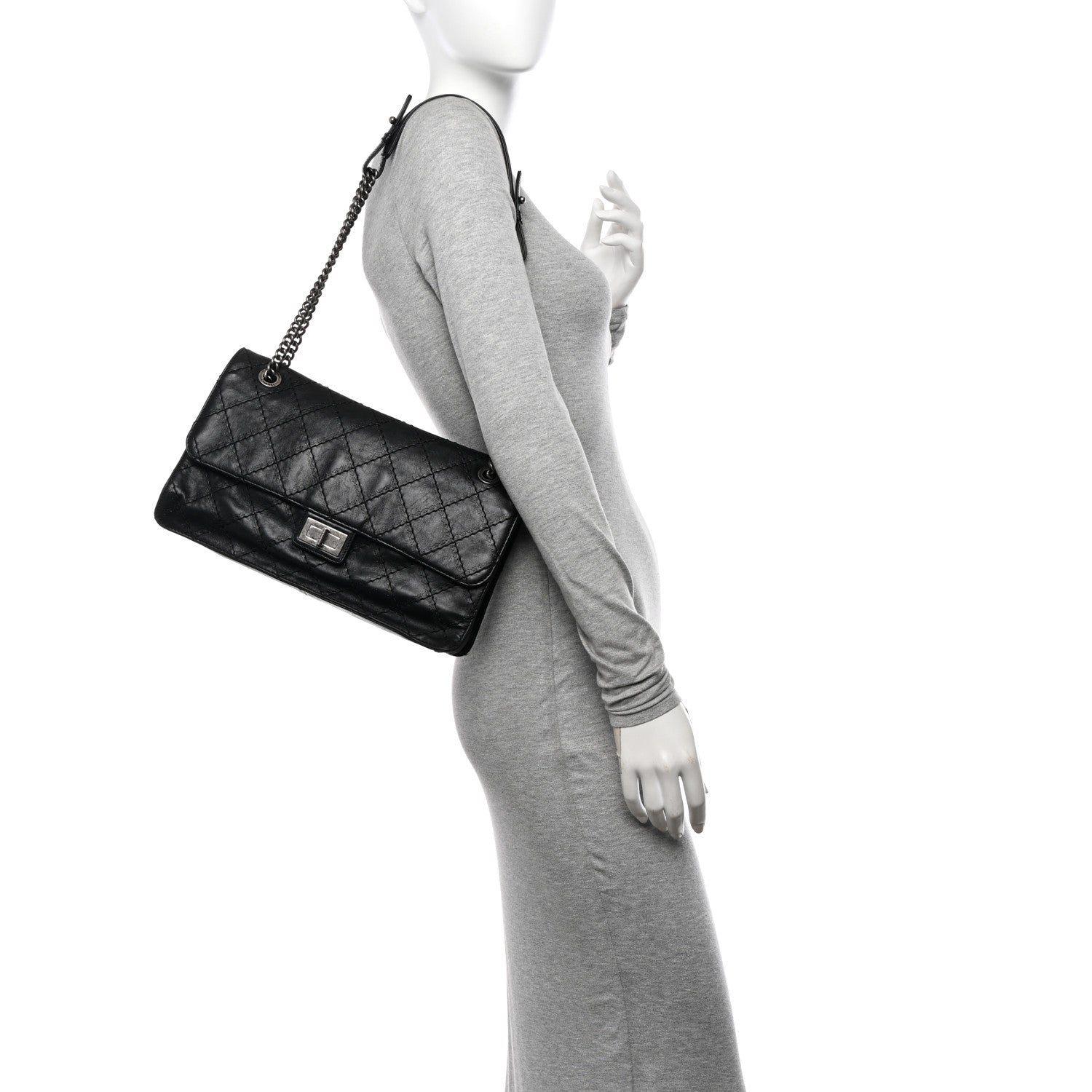 Chanel Calfskin CC Crave Reissue Crown Jumbo Flap Black 2 of 11