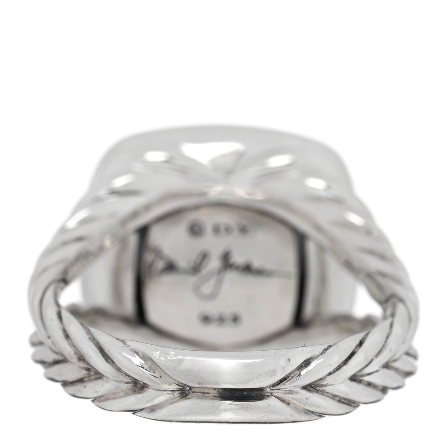 David Yurman Sterling Silver Diamond Hematite 11mm Albion Ring 53 6.5 3 of 4