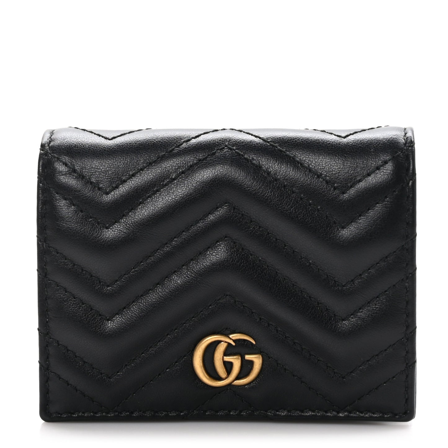 Calfskin Matelasse GG Marmont Card Case Wallet Black