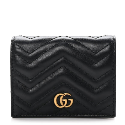 Gucci Calfskin Matelasse GG Marmont Card Case Wallet Black 1 of 10