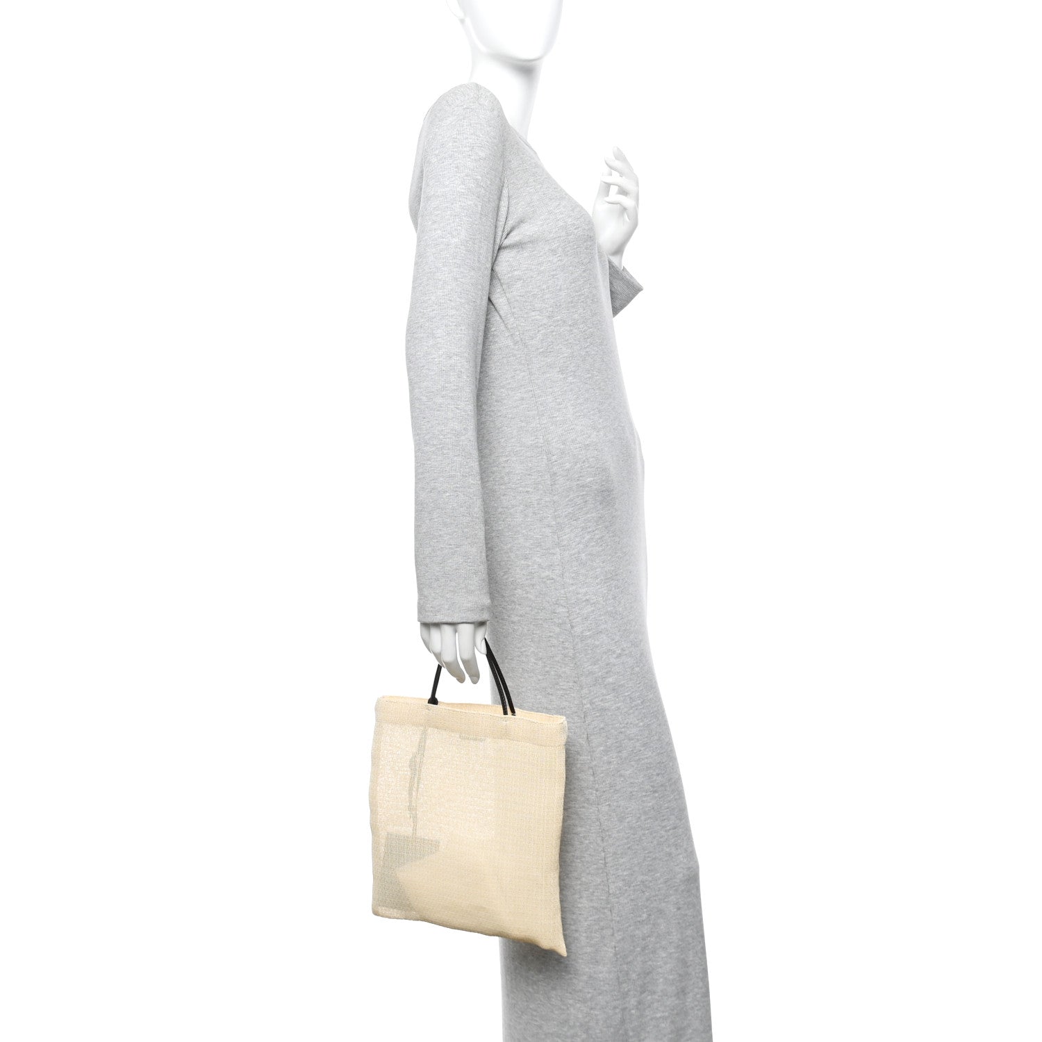 The Row Mesh Saddle Calfskin Mini Barn Tote Bag Ivory 2 of 10