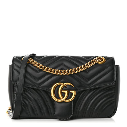 Gucci Calfskin Matelasse Small GG Marmont Shoulder Bag Black 1 of 13