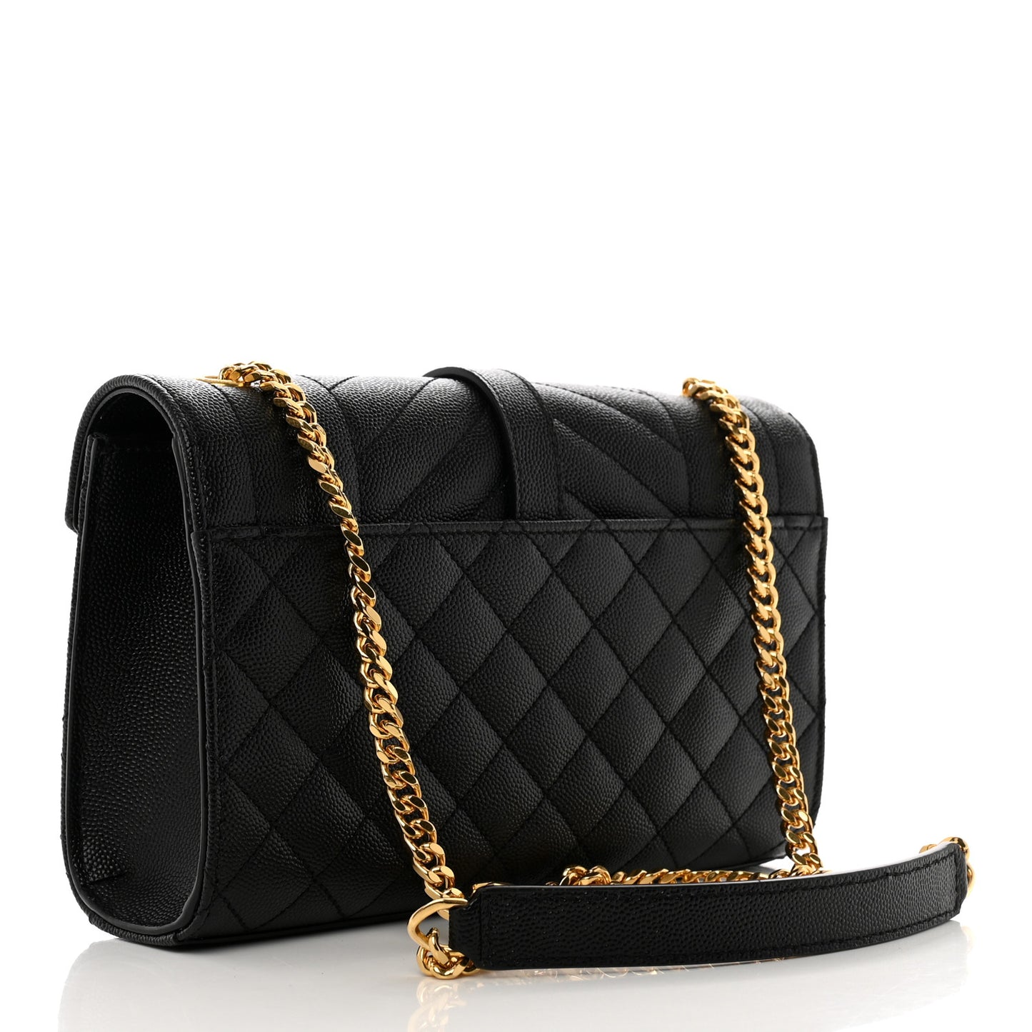 Grain De Poudre Textured Mixed Matelasse Triquilt Small Monogram Satchel Black