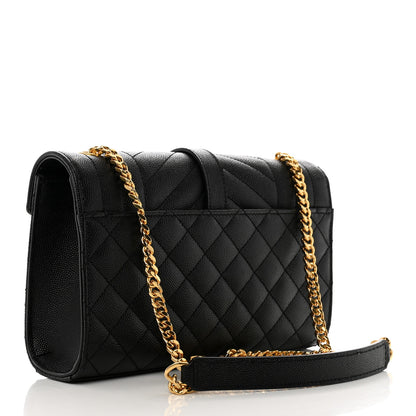 Saint Laurent Grain De Poudre Textured Mixed Matelasse Triquilt Small Monogram Satchel Black 3 of 10