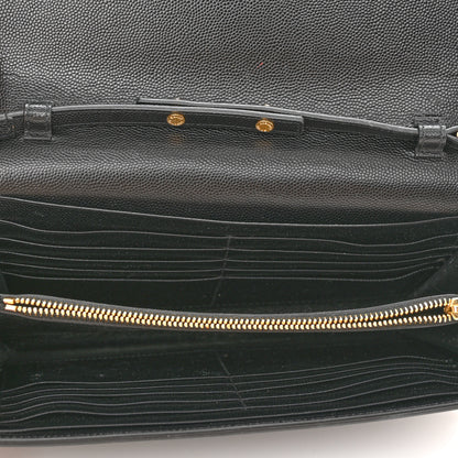 Saint Laurent Grain De Poudre Monogram Chain Wallet Black 5 of 17