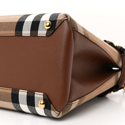 Burberry House Check Grainy Calfskin Medium Banner Tote Tan 12 of 15