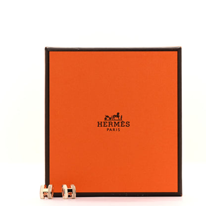 Hermes Rose Gold Lacquered Mini Pop H Rocabar Earrings Systeme 6 of 6
