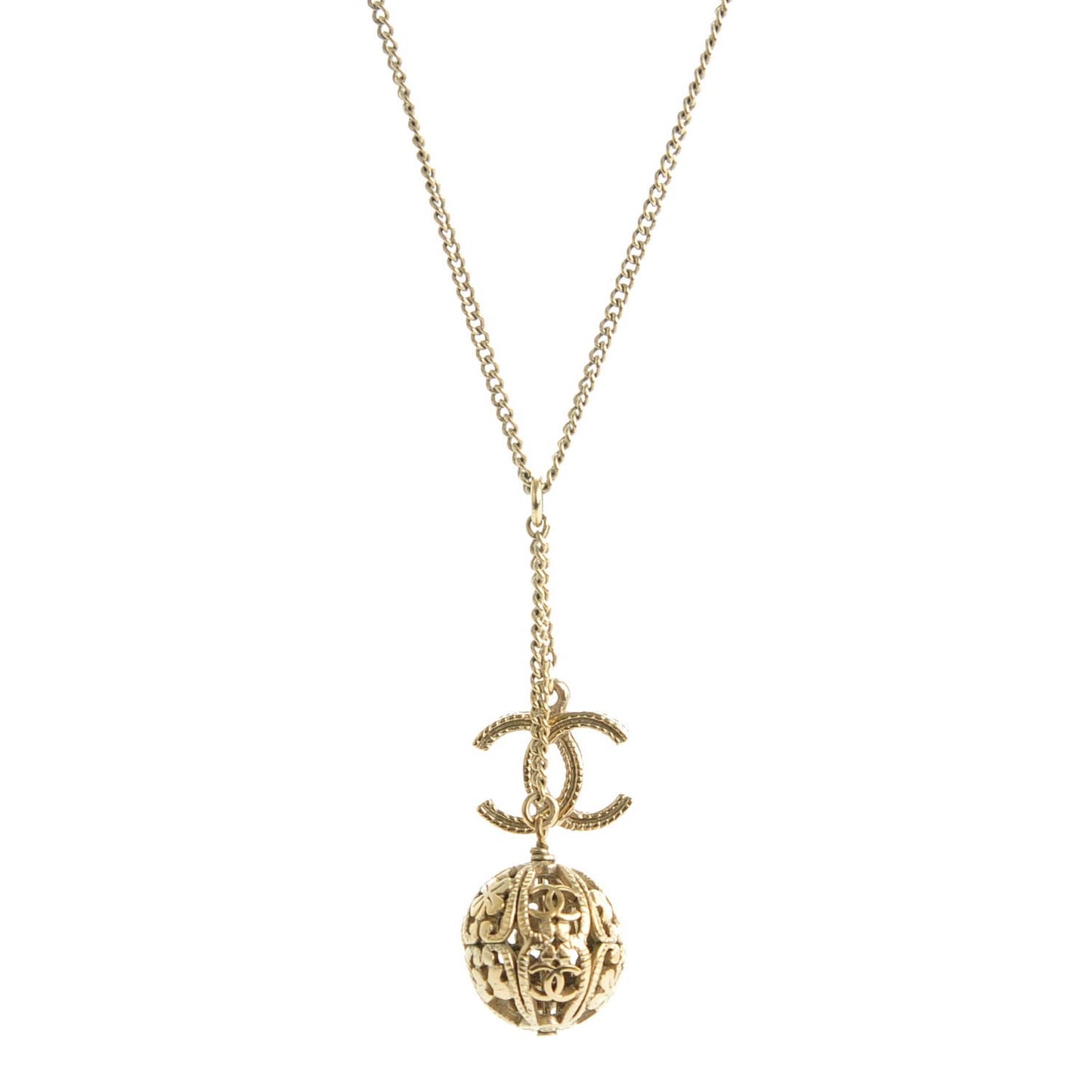 CC Ball Pendant Necklace Gold
