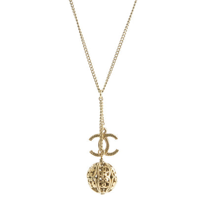 Chanel CC Ball Pendant Necklace Gold 1 of 5