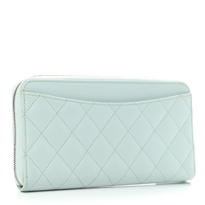 Chanel Caviar Quilted Large Gusset Zip Around Wallet Light Blue 3 of 9